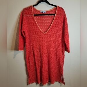 Antonio Melani Red eyelet Swim Cover Up size Large